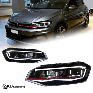 AKD Headlight Assembly Upgrade for 2019-2023 Volkswagen Polo Models, Featuring LED Laser Sequential Turn Signals, Daytime Running Lights, And Bi-xenon Projector Lenses.