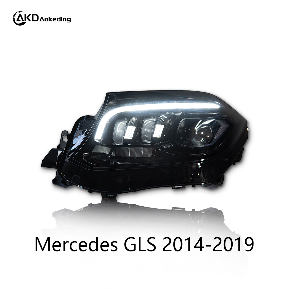 AKD Headlight Assembly Upgrade for 2014-2019 Mercedes-Benz GLS Models: LED Laser Sequential Turn Signals, Daytime Running Lights, And Bi-xenon Projector Lenses.