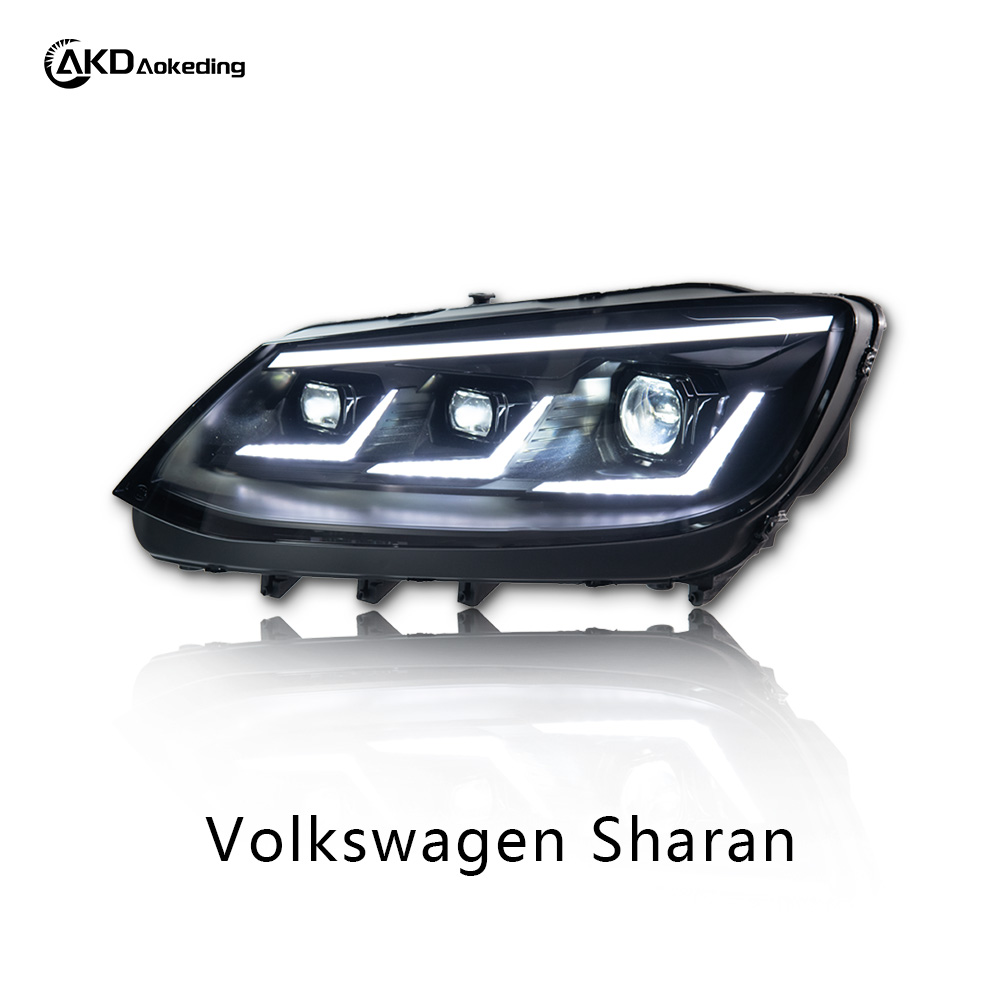 AKD Headlight Assembly Retrofit for 2012-2019 Volkswagen Sharan Models with LED Laser Sequential Turn Signals, Daytime Running Lights, And Bi-xenon Projector Lenses.