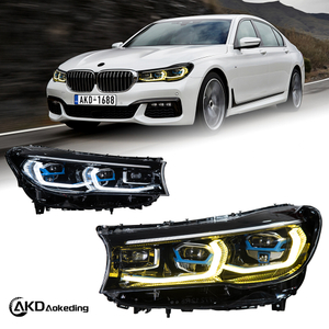AKD Headlight Assembly Upgrade for 2016-2018 BMW 7 Series G11 And G12 Models, Featuring LED Laser Sequential Turn Signals, Daytime Running Lights, And Bi-xenon Projector Lenses.