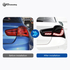 AKD taillight assembly for 2015-2019 BMW 1 Series, F20/F21 modified with dragon scale LED taillights and flowing turn signals.
