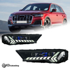 AKD headlight assembly upgrade for 2020-2023 Audi Q7 models: LED headlights with sequential turn signals and LED bi-xenon projector lenses.