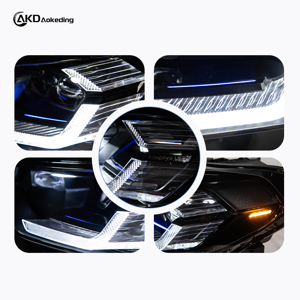 AKD G01/08 headlight assembly specifically for 2018-2021 BMW X3 models: LED lens, daytime running lights, turn signals, and laser headlights.