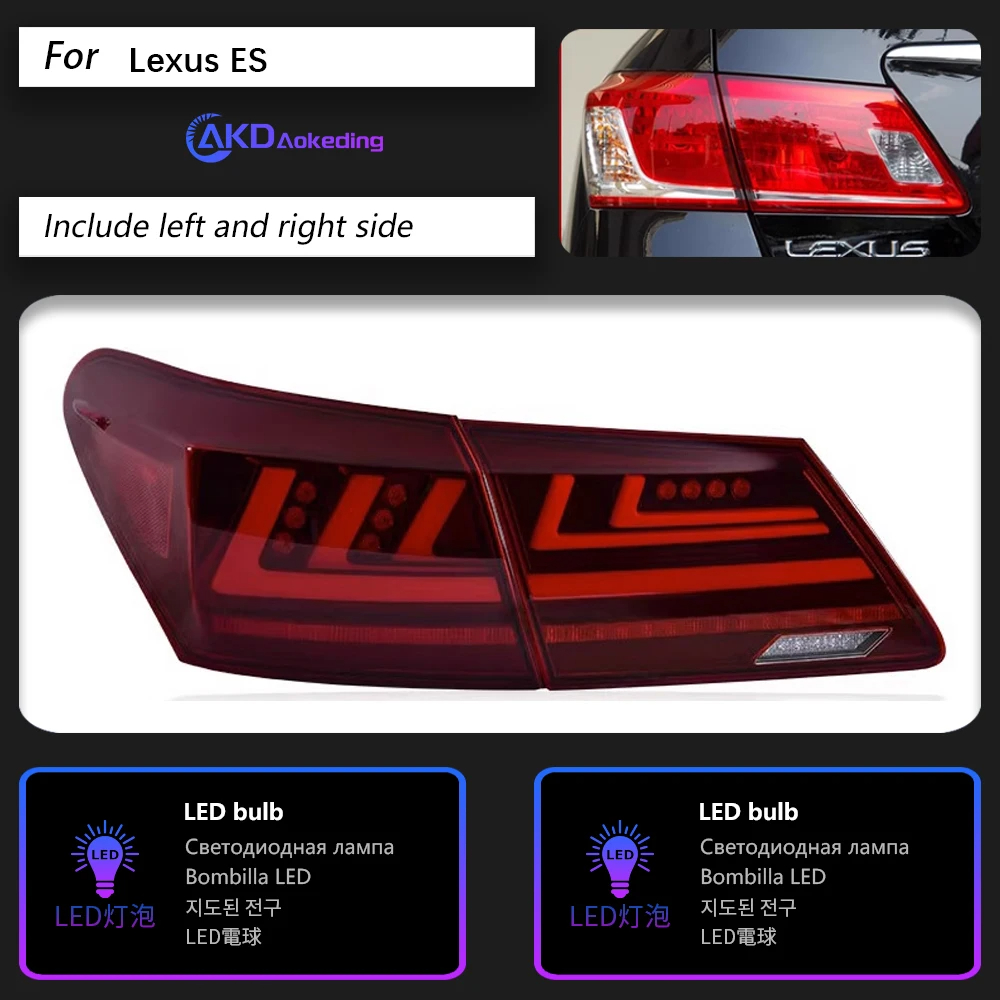 AKD Car Styling Tail Lamp for Lexus ES240 Tail Lights 2006-2012 ES300 LED Tail Light ES350 DRL Signal Brake Reverse auto Accessories