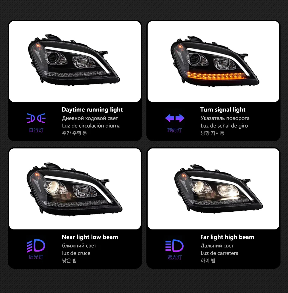 AKD Car Styling Head Lamp for Benz W164 Headlights 2005-2008 ML350 ML400 ML500 LED Headlight DRL Signal auto Accessories