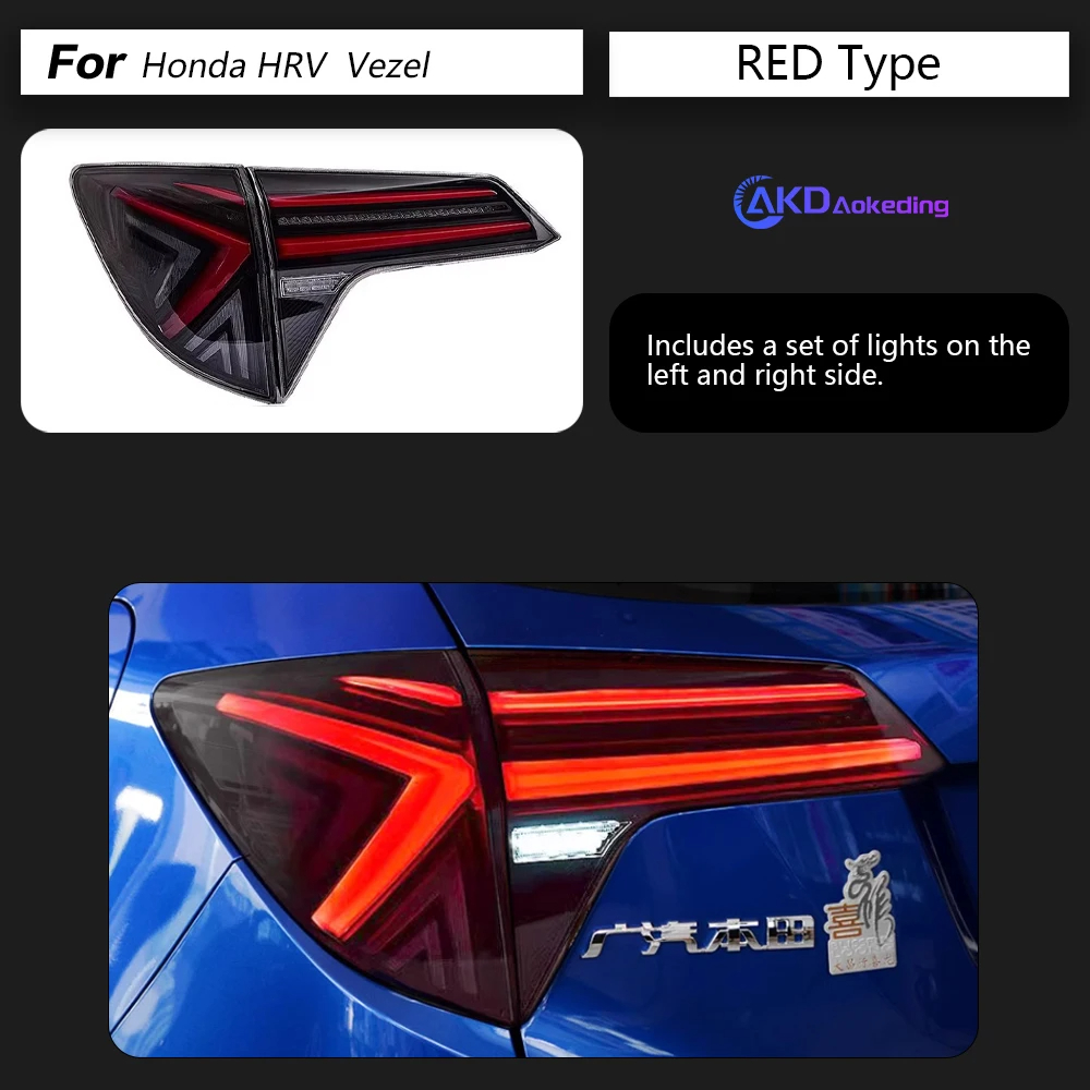 AKD Car Styling for Honda HR-V LED Tail Light 2015-2020 HRV Vezel Rear Fog Brake Turn Signal Auto Accessories