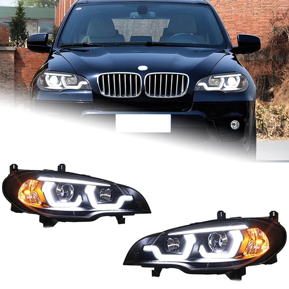 AKD Car Lights for BMW X5 E70 2007-2013 LED Auto Headlight Assembly Upgrade Angel Eye Signal Lamp Projector Lens Tool Accessories