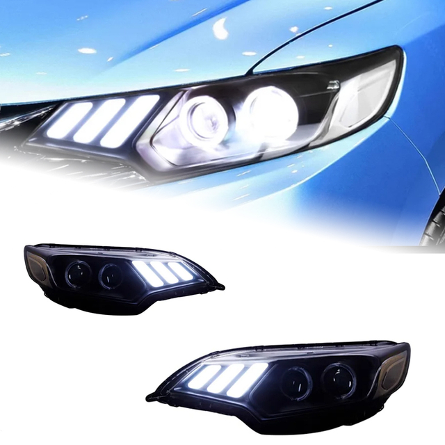 AKD Auto Parts For Honda Jazz Headlights Fit 2014-2020 Mustang Styling LED Daytime Lights Dual Projector DRL Car Accesorios Modified