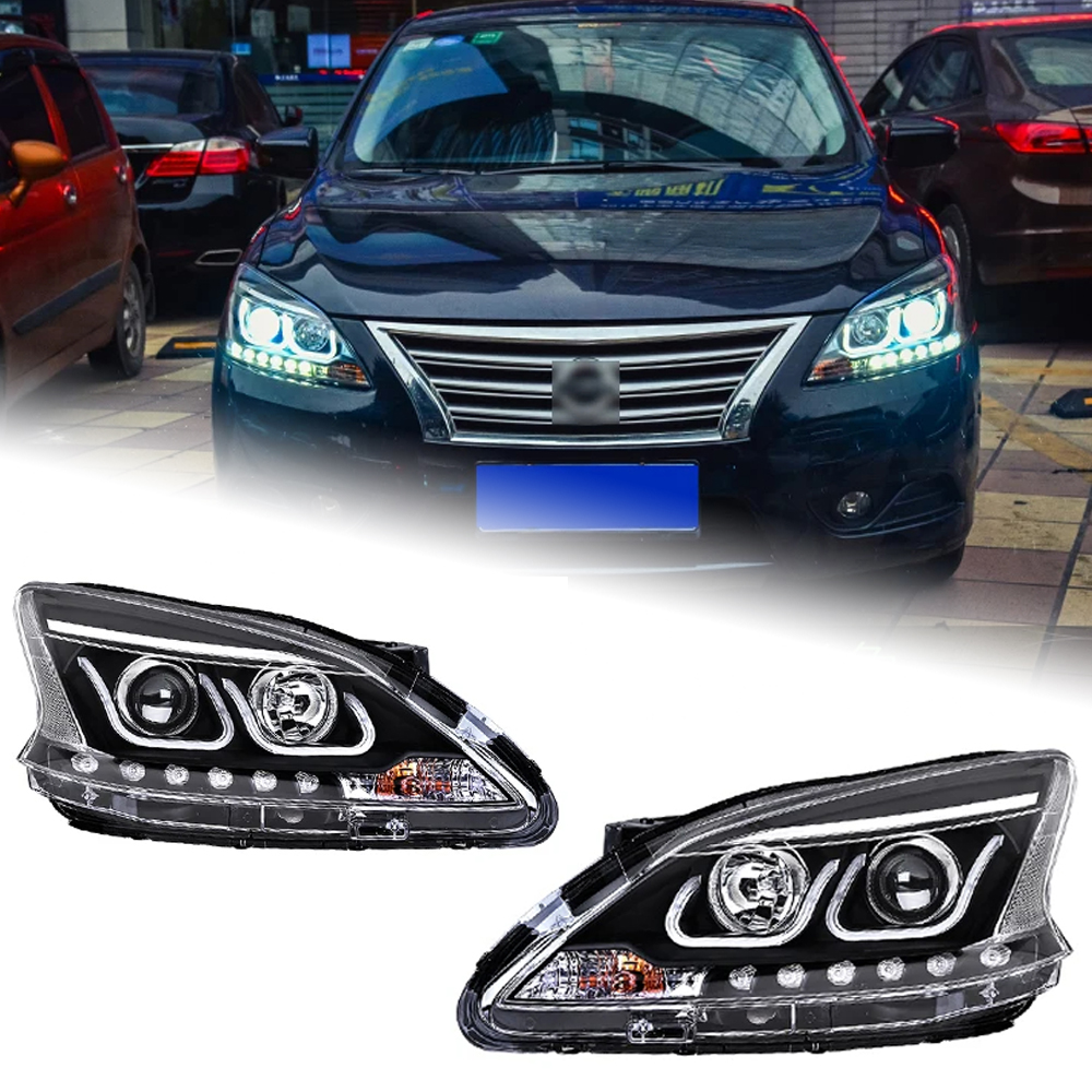 AKD Car Styling Head Lamp for Sylphy Headlights 2012-2014 Sentra LED Headlight DRL Hid Option Head Lamp Angel Eye Beam Accessories