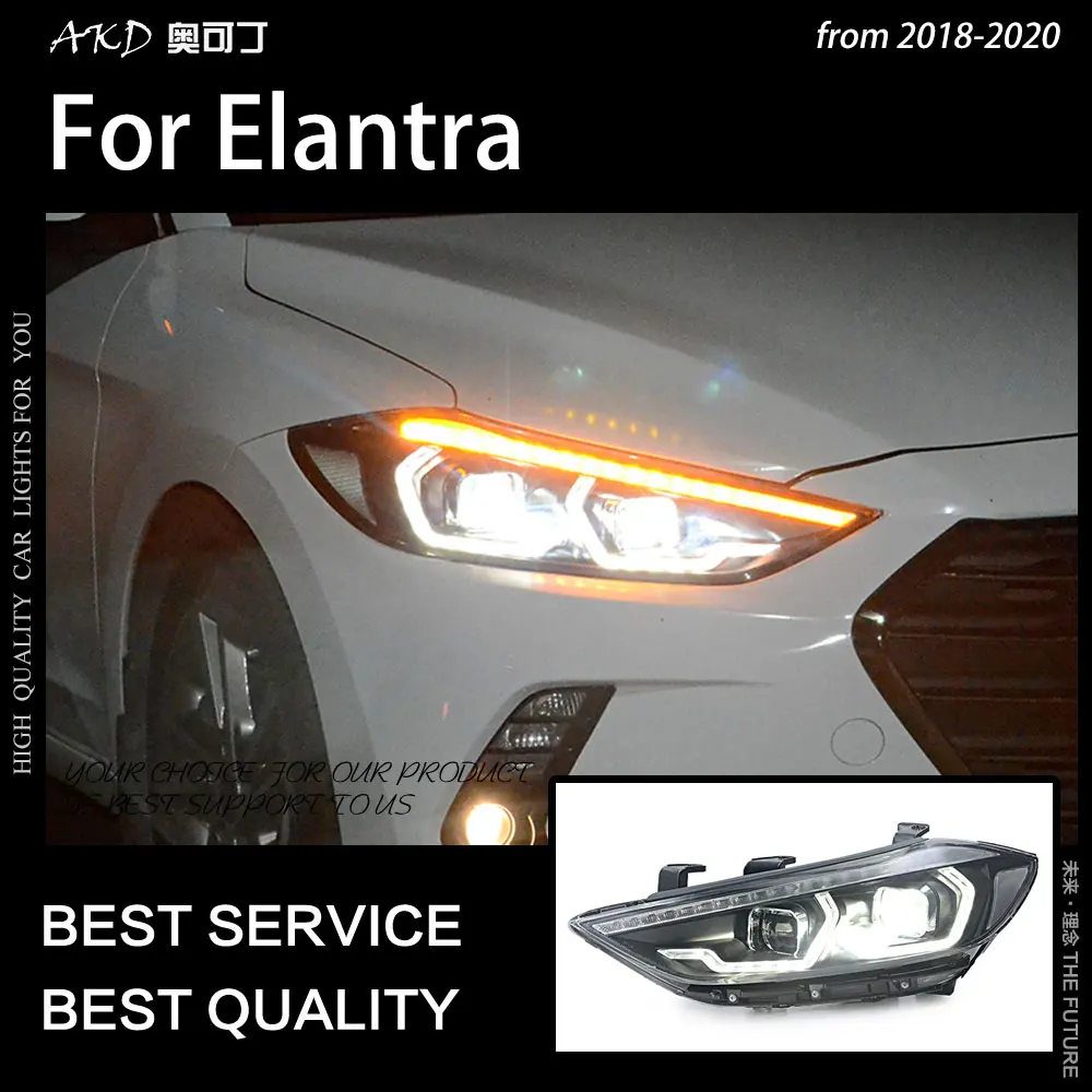 AKD Car Styling for Hyundai Elantra Headlight 2016-2020 New Elantra Headlight Brand Eagle Eye DRL Hid Bi Xenon Auto Accessories