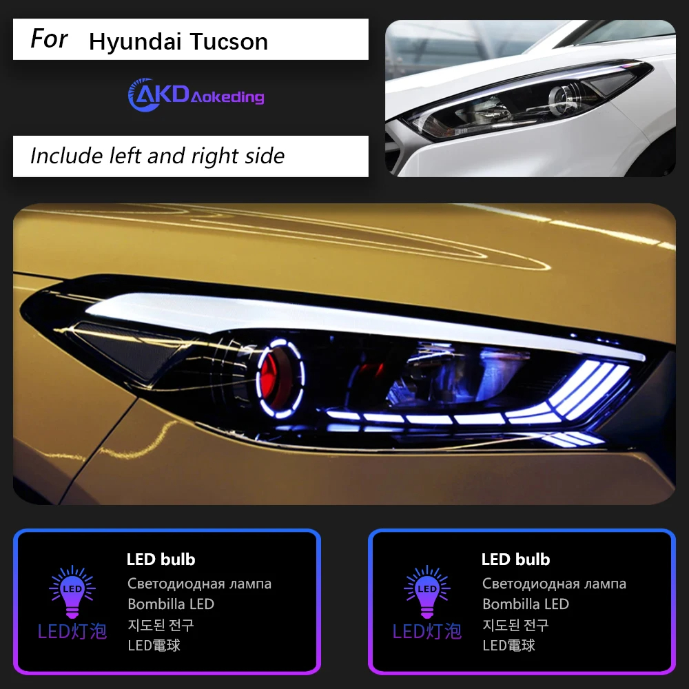 AKD Car Styling Head Lamp for Hyundai Tucson Headlight 2015-2018 New Tucson LED Headlight DRL Hid Bi Xenon Auto Accessories