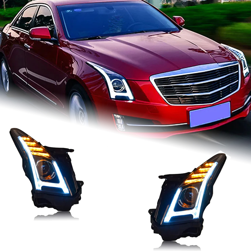 AKD Head Lamp for Cadillac ATS LED Headlight 2014-2018 Headlights ATS-L DRL Turn Signal High Beam Angel Eye Projector