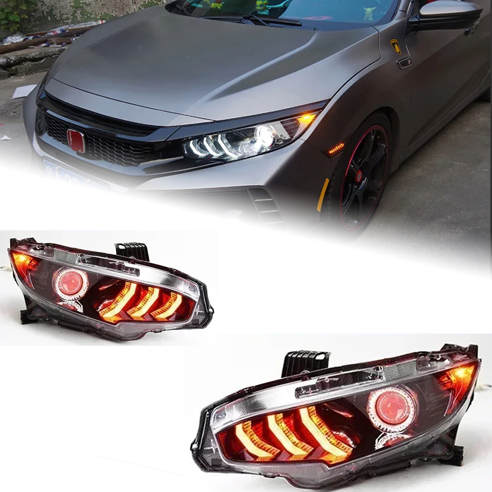 AKD Car Styling Headlights for Honda CIVIC X G10 Mustang LED Headlight 2016-2021 Head Lamp DRL Signal Projector Lens Automotive