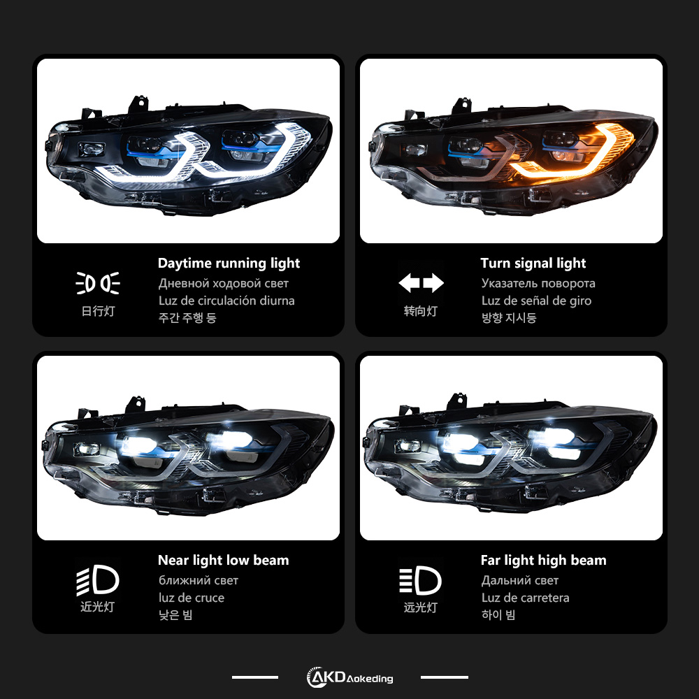 AKD Suitable for BMW F32 modified dual-color golden eye laser lens spoon headlight assembly
