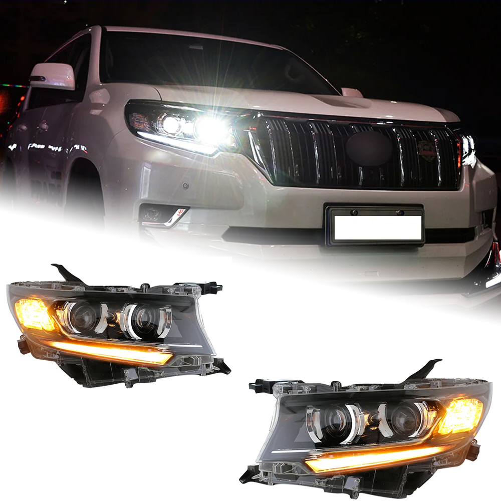 AKD Head Lamp for Toyota Prado LED Headlight 2018-2021 Headlights Prado DRL Turn Signal High Beam Angel Eye Projector Lens