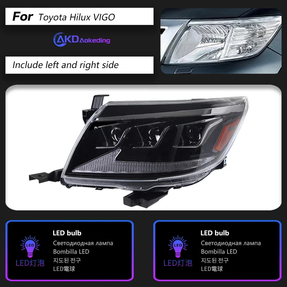 AKD Car Styling Head Lamp for Toyota Hilux VIGO LED Headlight 2011-2014 Headlights Hilux DRL Turn Signal High B Auto Accessories