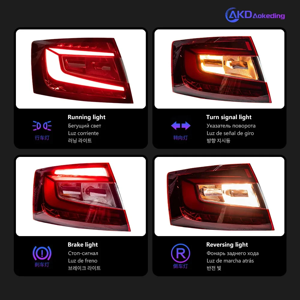 AKD Car Styling Tail Lamp for Octavia Tail Light 2016-2019 New Octavia LED Tail Lights Rear Stop LED DRL Reverse auto Accessories