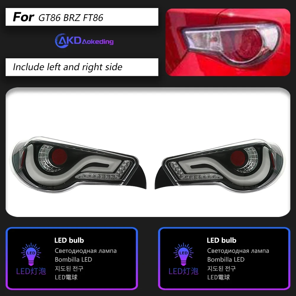 AKD Car Styling for Toyota 86 GT86 LED Tail Light 2013-2019 Subaru BRZ FT86 Rear Fog Brake Turn Signal Auto Accessories