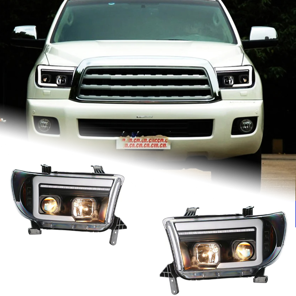 AKD Head Lamp for Toyota Tundra LED Headlight 2007-2013 Headlights Sequoia DRL Turn Signal High Beam Angel Eye Projector Lens