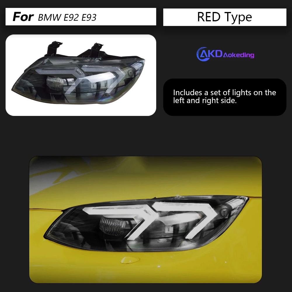 AKD Head Lamp for BMW E92 LED Headlight 2011-2013 Headlights E92 330I 335I DRL Turn Signal High Beam Angel Eye Projector Lens