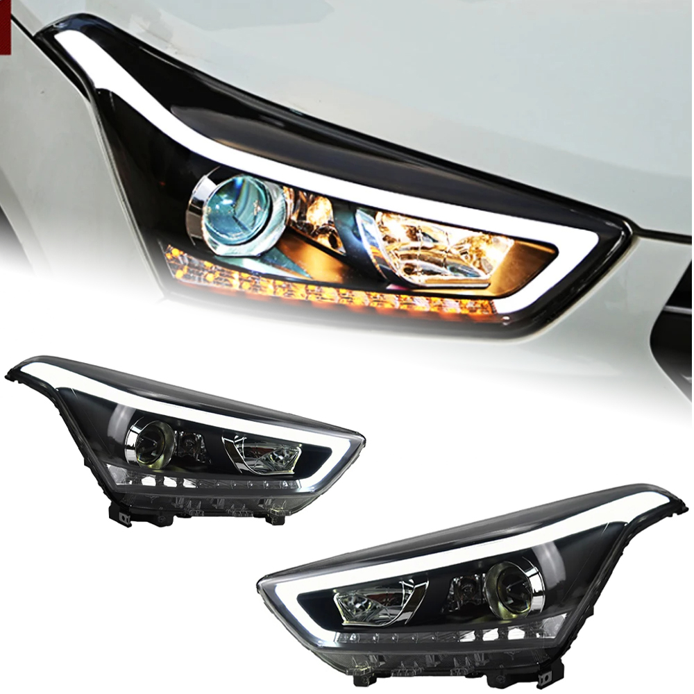 AKD LED Head Light Parts For ix25 2014 2015-2017 Front Headlights Replacement DRL Daytime light Projector Facelift