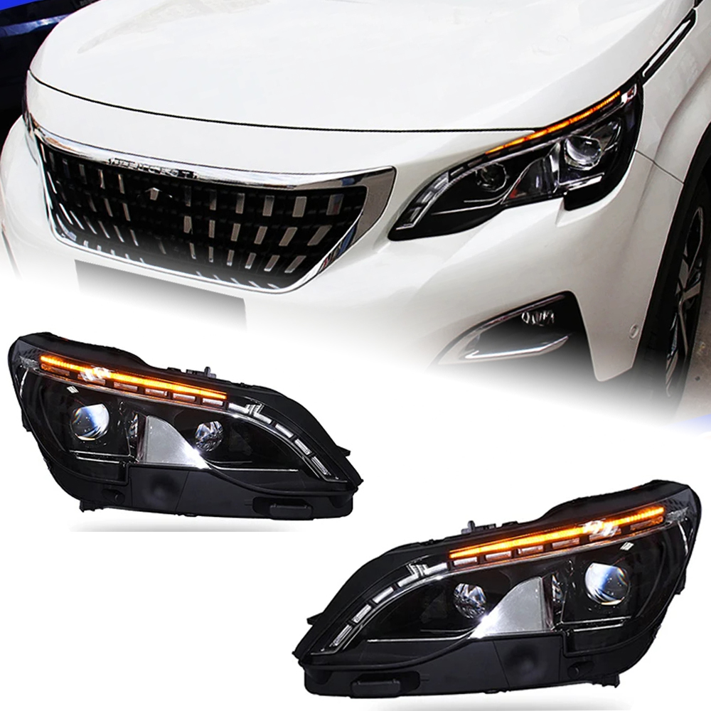 AKD Car Lights For Peugeot 4008 5008 2017-2021 LED Auto Headlights Upgrade High Configure DRL Lease Projector Lens Accessories Lamp