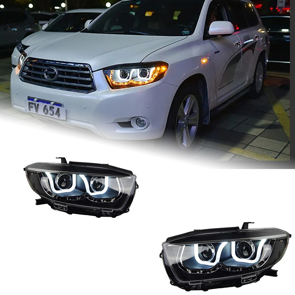 AKD Car Lights for Toyota Highlander 2009-2012 Kluger LED Headlight Assembly Upgrade Angel Eyes Design Bifocal Lens Signal Lamp Accessories