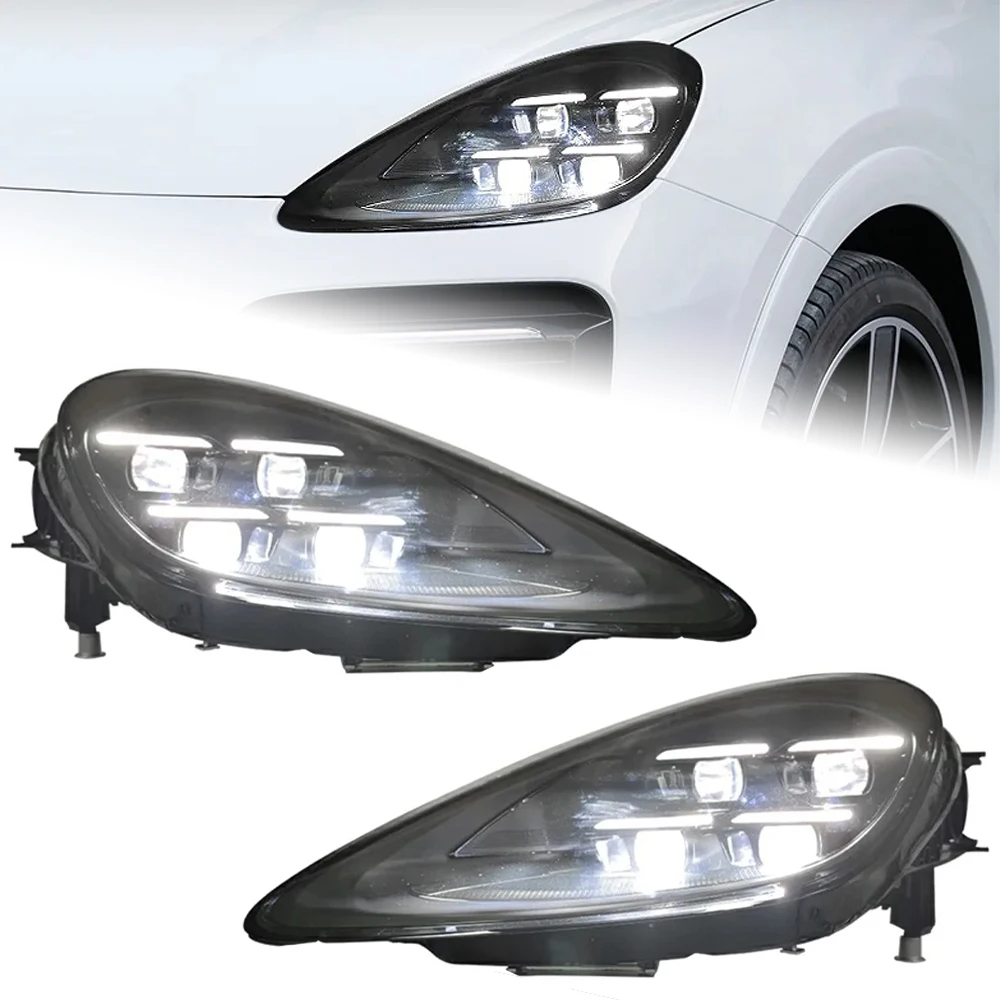 AKD Car Lights for Porsche Cayenne LED Headlight 2019-2023 Headlights 9Y0 DRL Turn Signal High Beam Angel Automotive Accessories