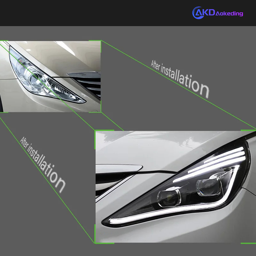 AKD Car Styling Head Lamp for Hyundai Sonata Headlights 2011-2014 Sonata Dynamic Signal LED Headlight DRL Bi Xenon Auto Accessories