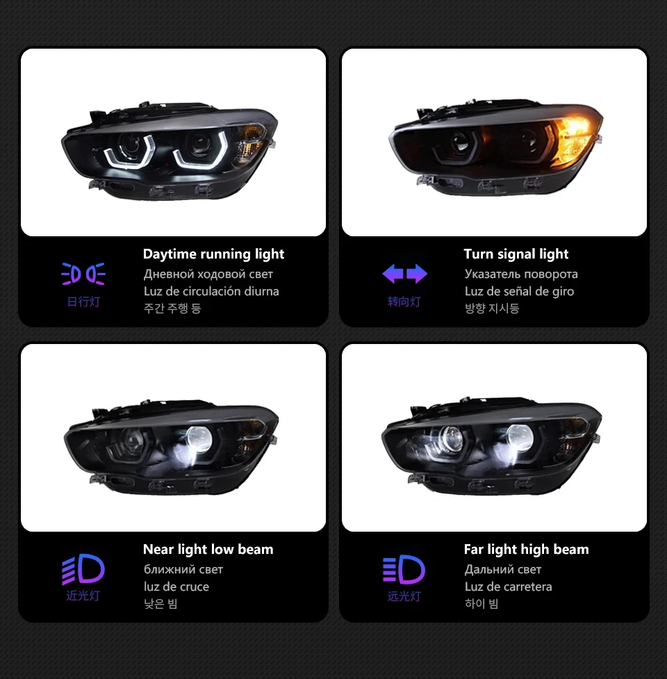 AKD Head Lamp for BMW F20 LED Headlight 2015-2018 Headlights 1 Series 116i 118i DRL Turn Signal High Beam Angel Eye Projector