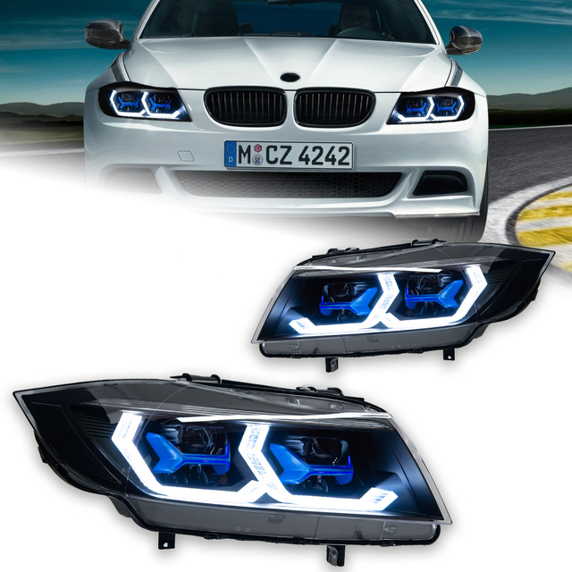 AKD Car Styling Headlights for BMW E90 3 Series LED Headlight 2005-2012 Spoon Head Lamp 320i 325i 318i DRL Turn Signal High Beam Projector Lens Automotive Accessories