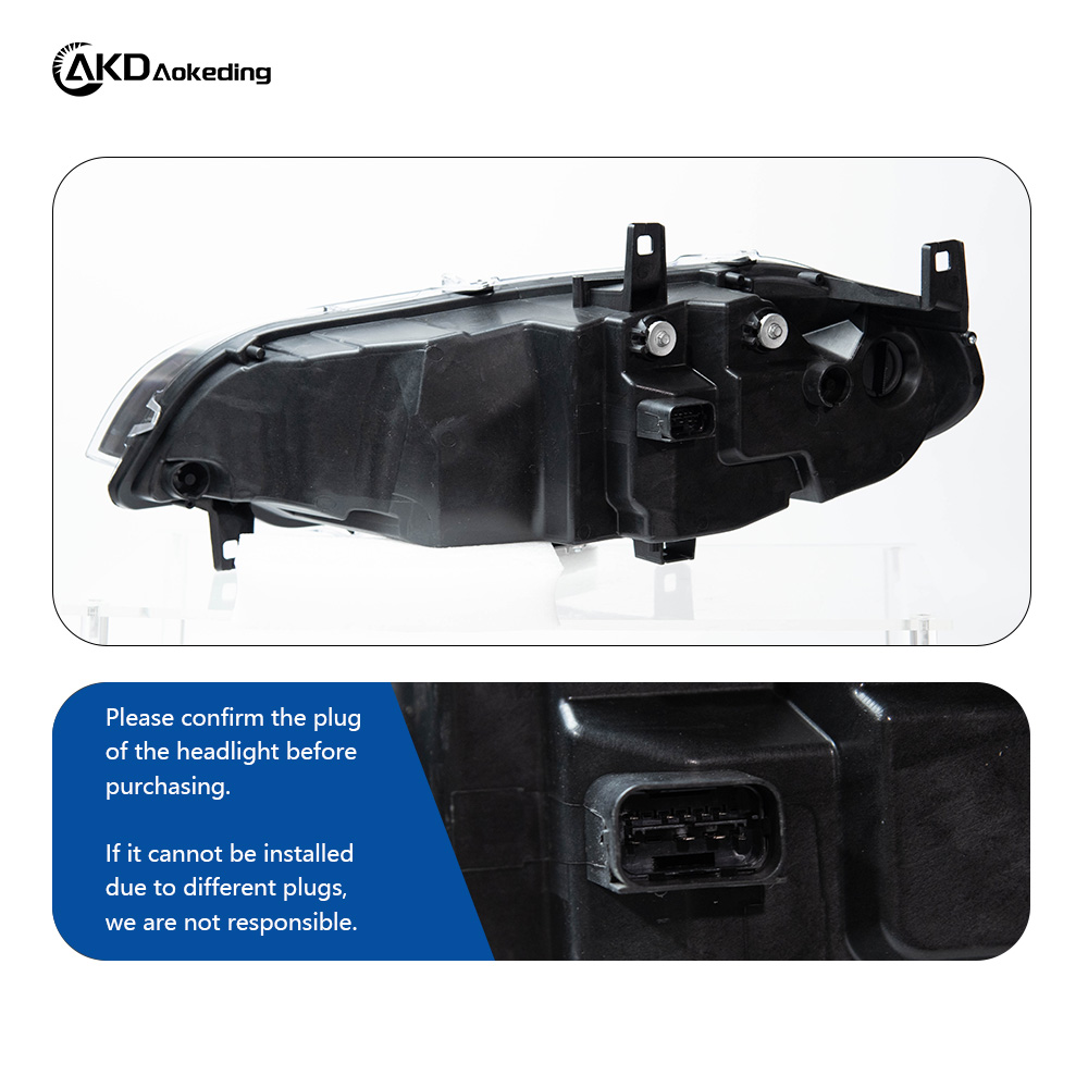 AKD Headlight Assembly Upgrade for 2007-2013 BMW X5 E70 Models: LED Laser Sequential Turn Signals, Daytime Running Lights, And Bi-xenon Projector Lenses.