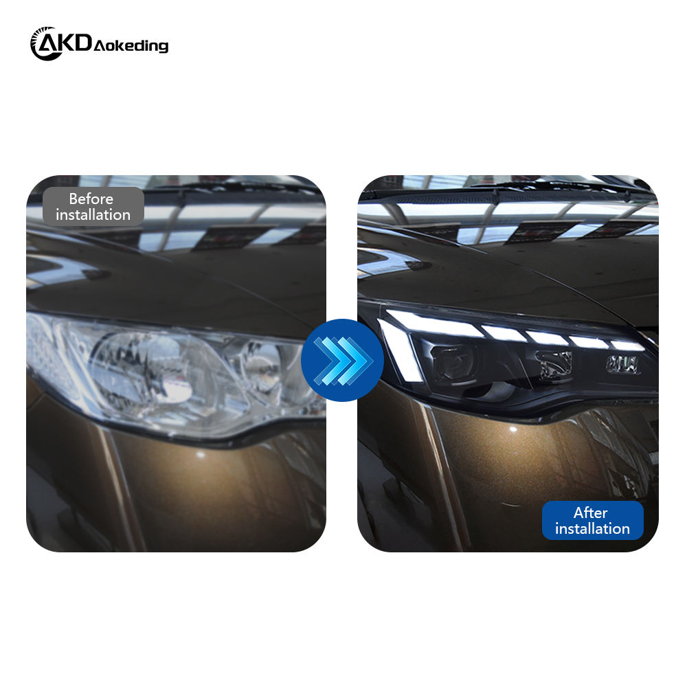 AKD Headlight Assembly Retrofit for 2012-2015 Civic Models with LED Laser Sequential Turn Signals, Daytime Running Lights, And Bi-xenon Projector Lenses.