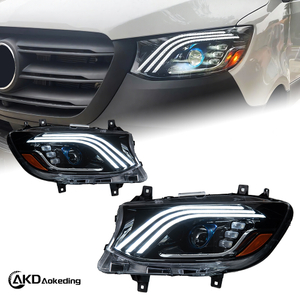 AKD Headlight Assembly Upgrade for 2019-2023 Mercedes-Benz Sprinter Models: LED Laser Sequential Turn Signals, Daytime Running Lights, And Bi-xenon Projector Lenses.