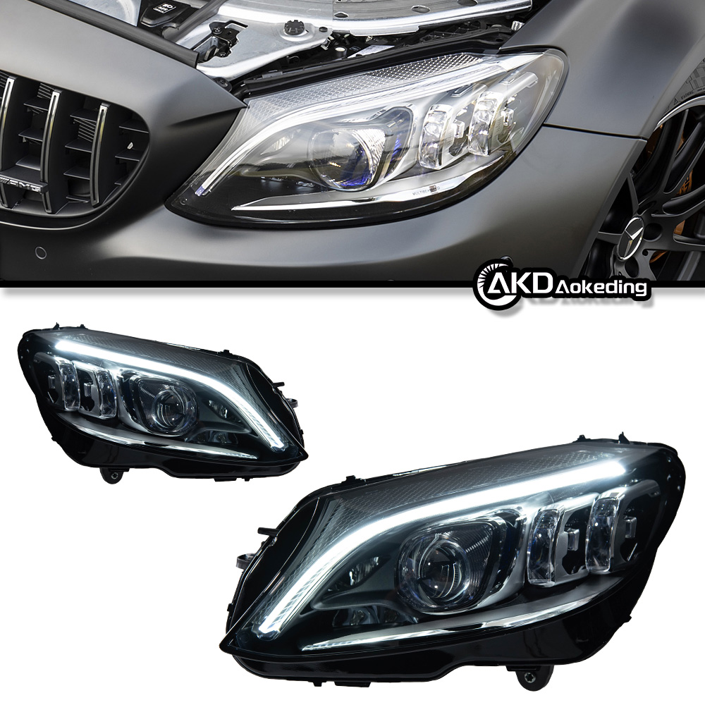 Akd Auto Styling Hoofd Lamp Voor For Benz W205 Koplampen 2015-2019 C180 C200 C260 C300 Led Koplamp Projector Drl Auto Accessoires