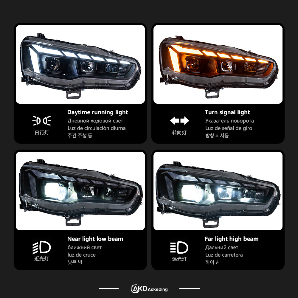 AKD Lights for Mitsubishi Lancer LED Headlights DRL Dynamic Signal Projector Lens for Front Position Automotive Accessories