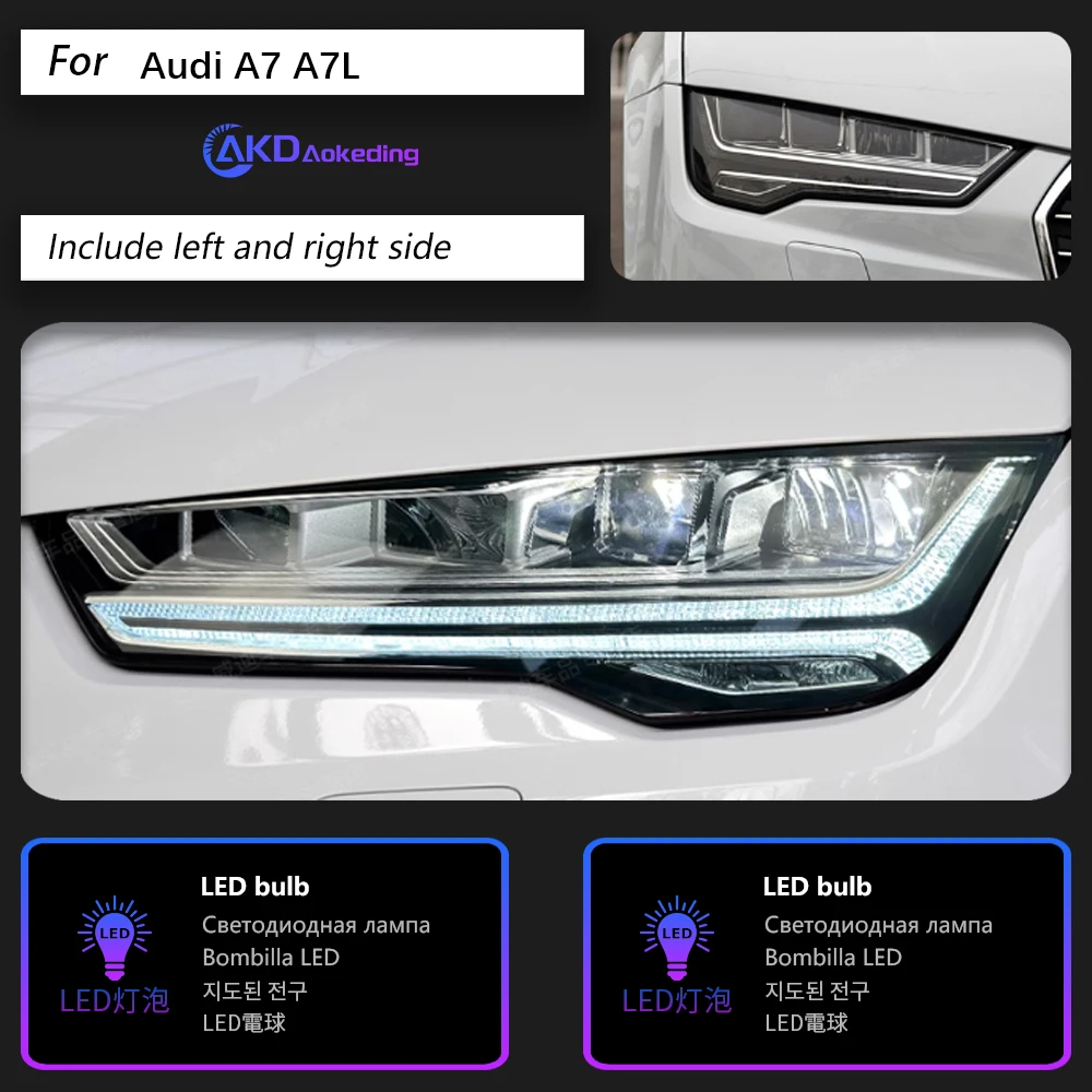 AKD Car Accessories Head Lamp for Audi A7 Headlights 2011-2017 RS7 LED Headlight DRL Dynamic Singal High Low Beam