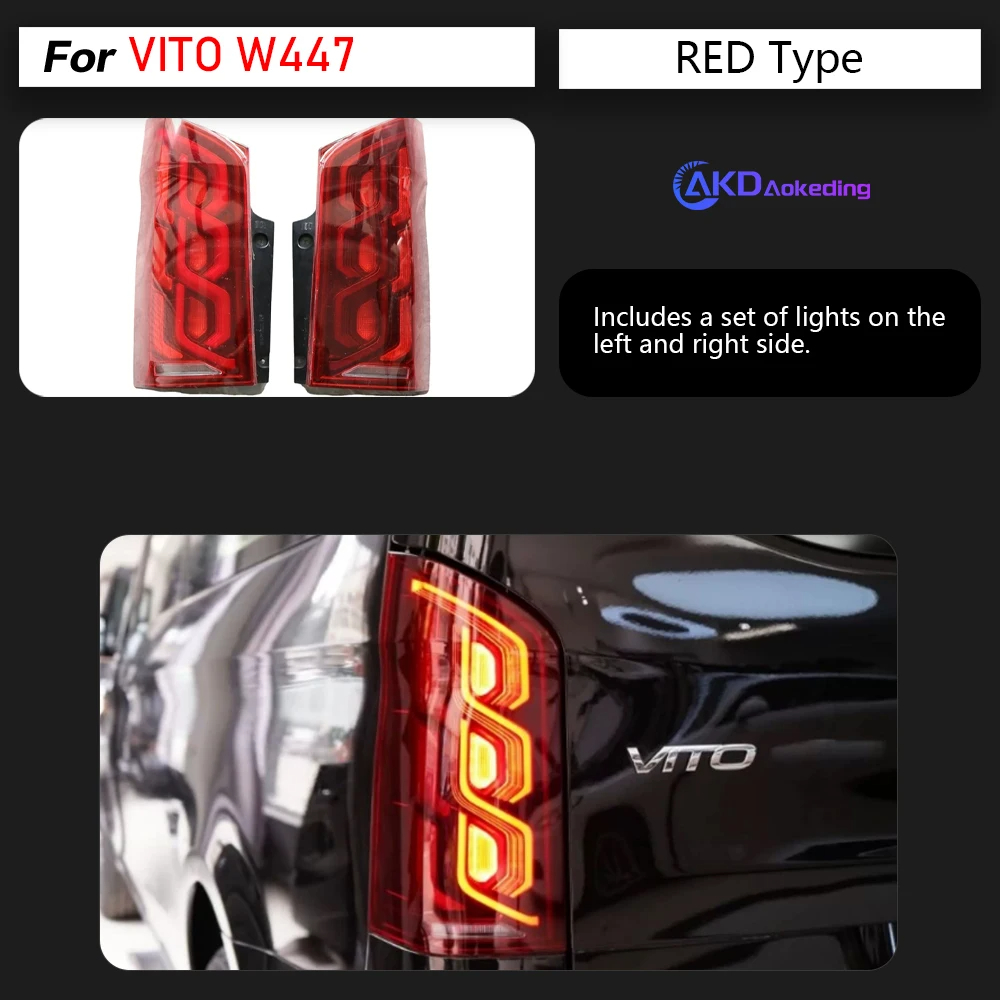 AKD Car Styling for Benz Vito Tail Light 2014-2020 W447 LED Tail Lamp DRL Turn Dynamic Signal Brake Reverse Auto Accessories