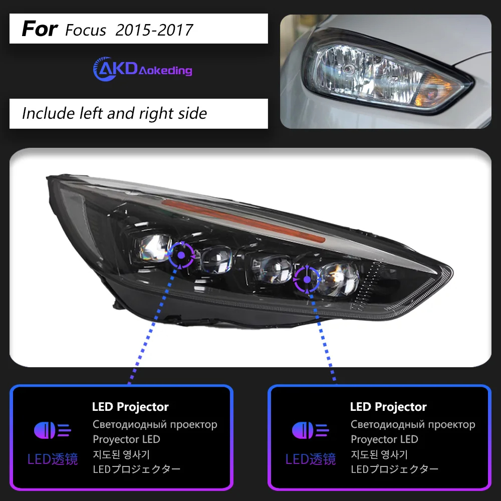 AKD Car Styling for Ford Focus Headlights 2015-2017 New Focus LED Headlight Dynamic Signal Led Drl Hid Auto Accessories