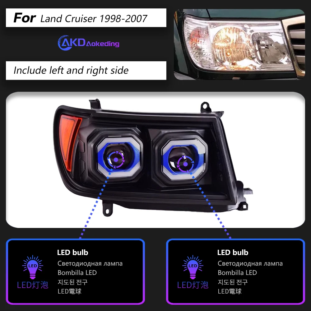 AKD Car Styling Head Lamp for Toyota Land Cruiser Headlight 1998-2007 LC100 LED Headlight DRL Hid Bi Xenon Auto Accessories