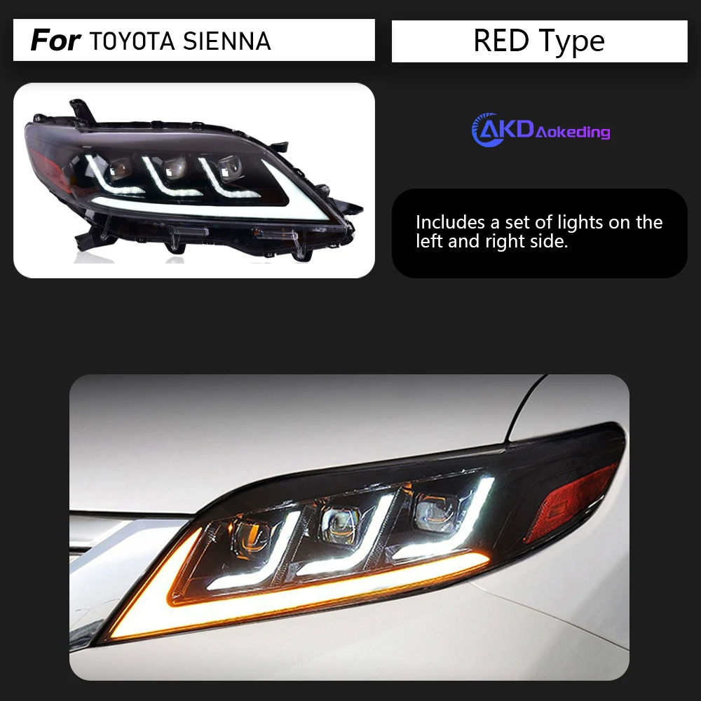 AKD Car Styling Head Lamp for Toyota Sienna Headlights 2011-2019 Sienna LED Headlight DRL Signal Hid Bi Xenon Auto Accessories