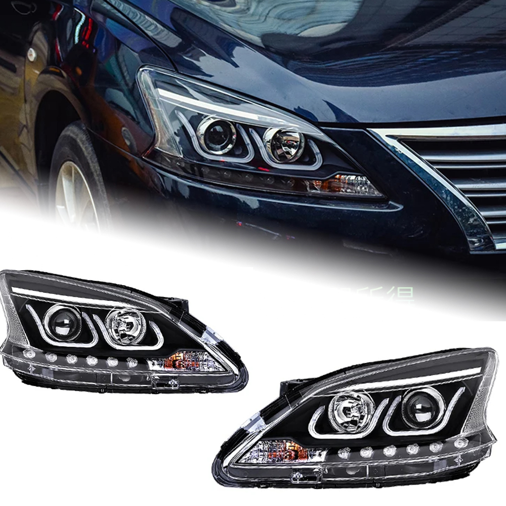 AKD Car Styling Head Lamp for Sylphy Headlights 2012-2014 Sentra LED Headlight DRL Hid Option Head Lamp Angel Eye Beam Accessories