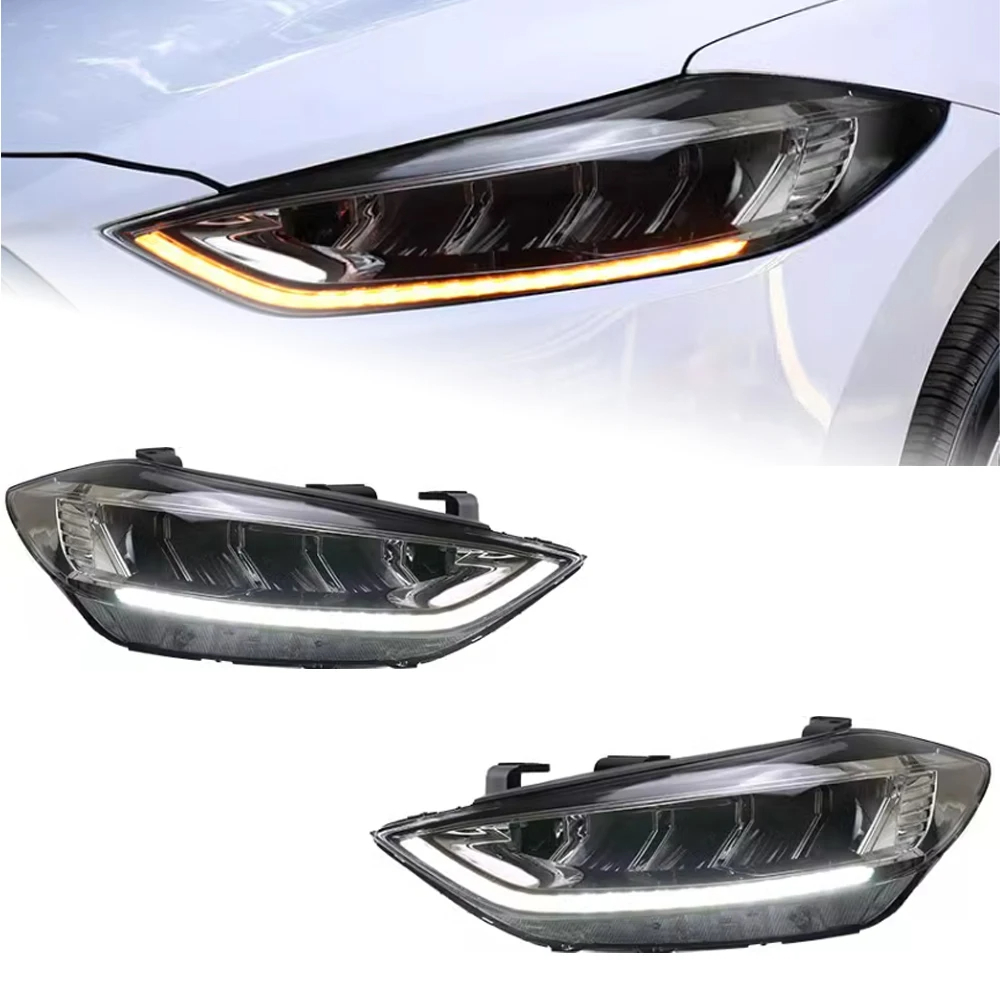 AKD Car Styling for Hyundai Elantra Headlight 2017-2020 Elantra Headlight Dynamic Signal DRL LED High Low Beam Auto Accessories