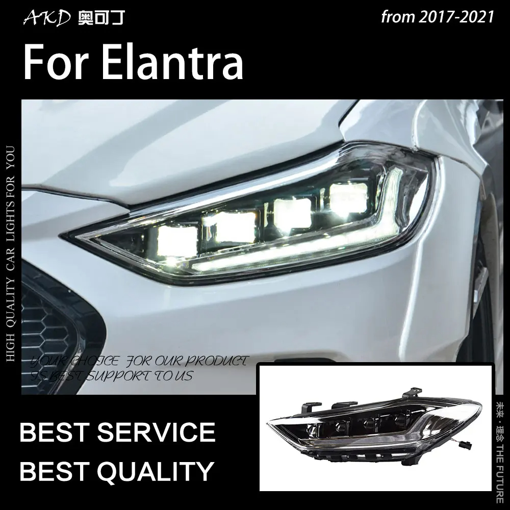 AKD Car Styling Headlights for Elantra LED Headlight 2016-2020 Elantra Front Lamp Drl Led Projector Lens Auto Accessories