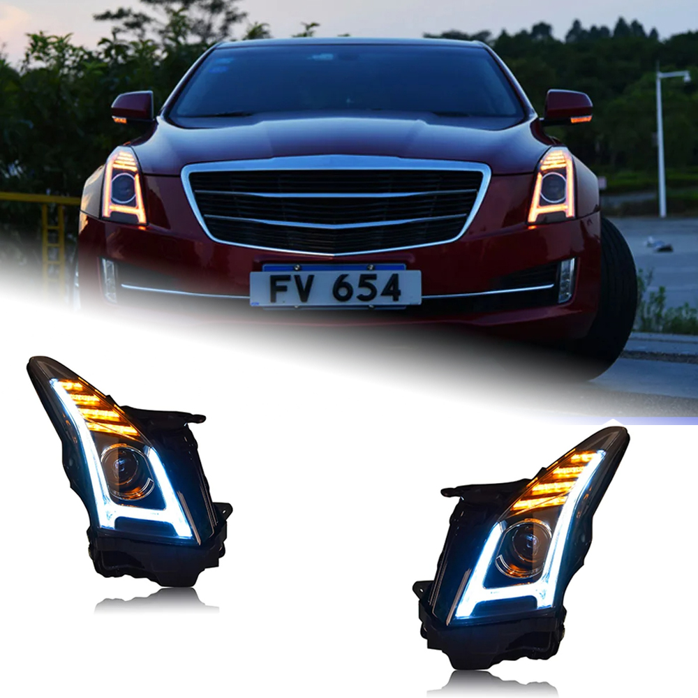 AKD Head Lamp for Cadillac ATS LED Headlight 2014-2018 Headlights ATS-L DRL Turn Signal High Beam Angel Eye Projector