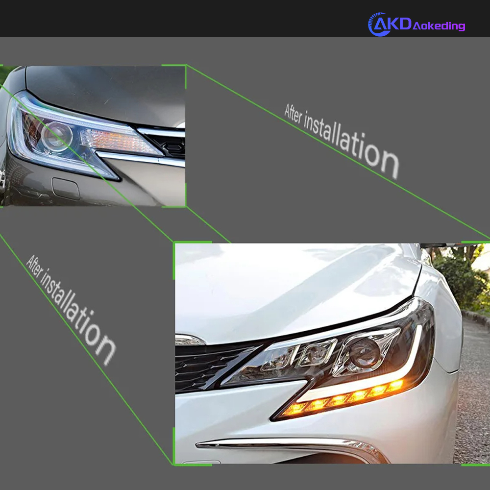 AKD Car Styling Head Lamp for Toyota Mark X Headlights 2014-2018 Reiz LED Headlight LED DRL Dynamic Signal Bi Xenon Projector Accessories