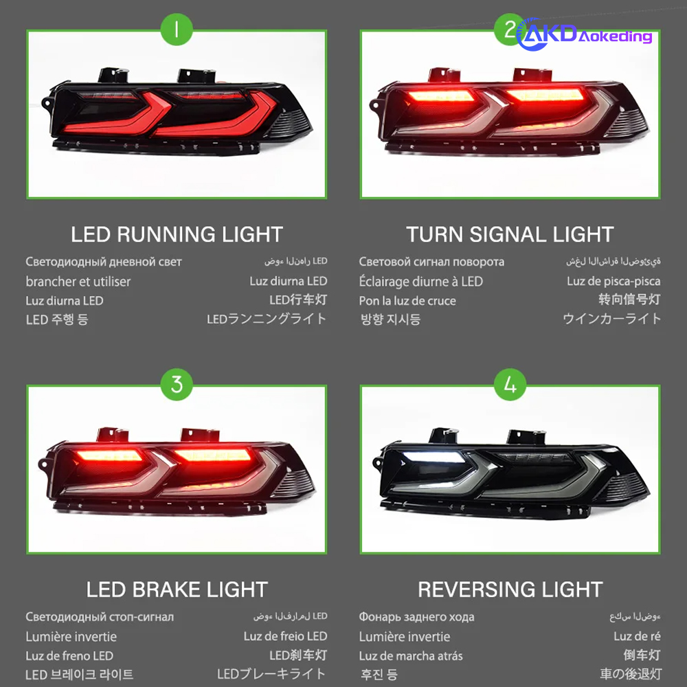 AKD Car Styling Tail Lamp for Camaro Tail Lights 2014-2015 Camaro LED Tail Light Dynamic Signal DRL Brake Reverse auto Accessories