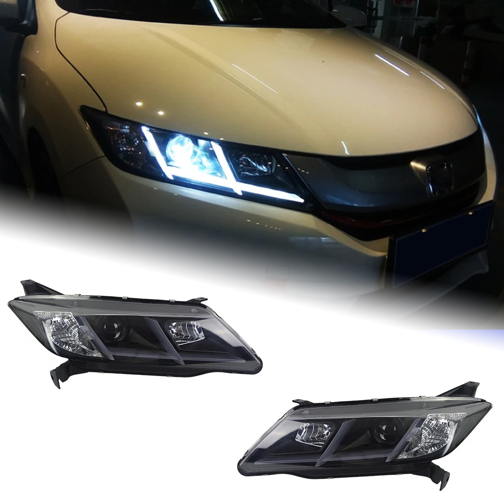 AKD Car Lights for Honda City 2015-2019 LED Auto Headlight Assembly Upgrade Highlight Blink Signal Lamp Bifocal Xenon Tool Accessories