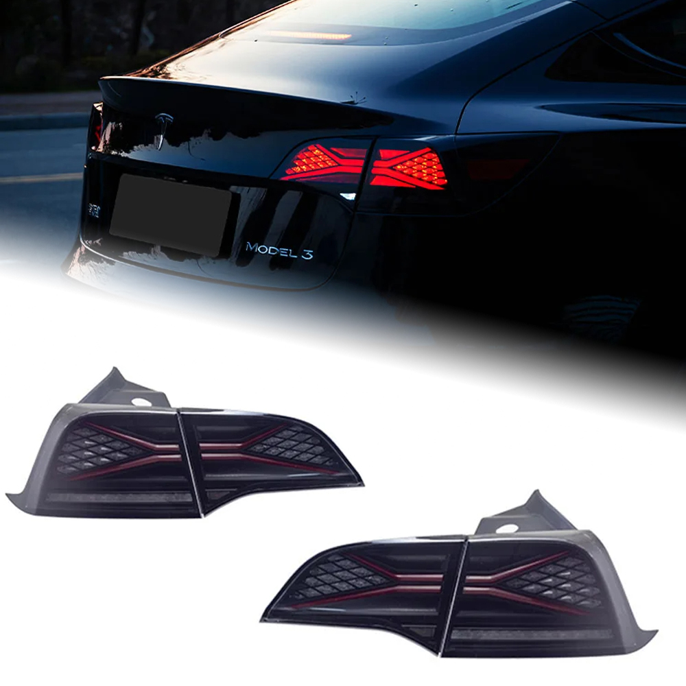 AKD Tail Lamp Tesla Model 3 LED Tail Light Model3 Model Y Rear Fog Brake Turn Signal Automotive Accessories