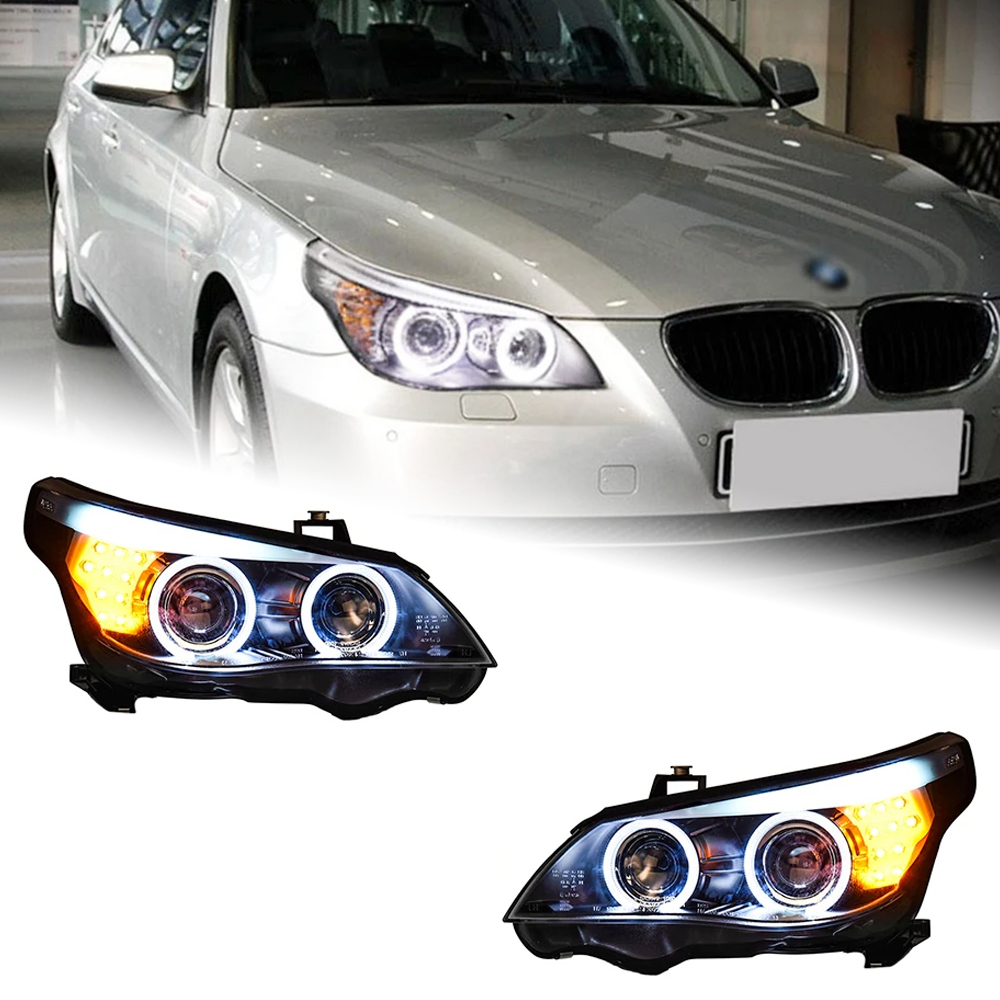 AKD Car Lights For BMW E60 2003-2010 5 Series 520i LED Auto Headlight Assembly Upgrade Angel Eyes Design Bicofal Lens Accessories